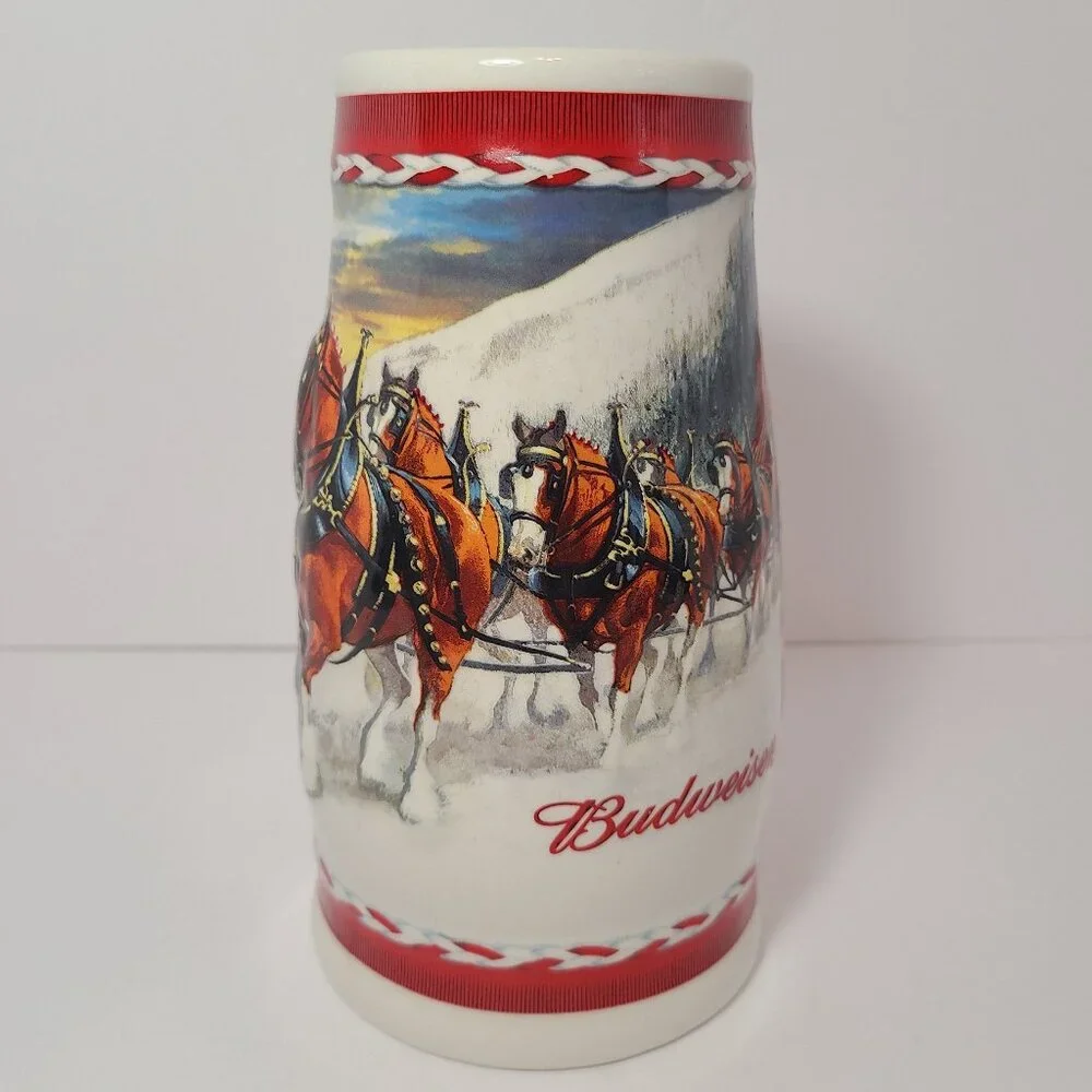 Budweiser Holiday Stein 2010 “Dashing Through The Snow” Clydesdales Collectible